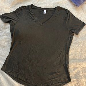 Army Green V Neck Luxe Tee